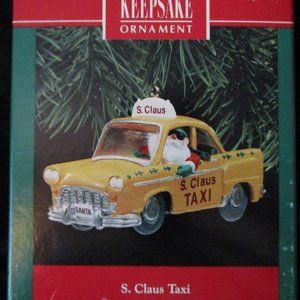 Vintage NIB 1990 Hallmark Keepsake Christmas Ornament 'S. Claus Taxi'